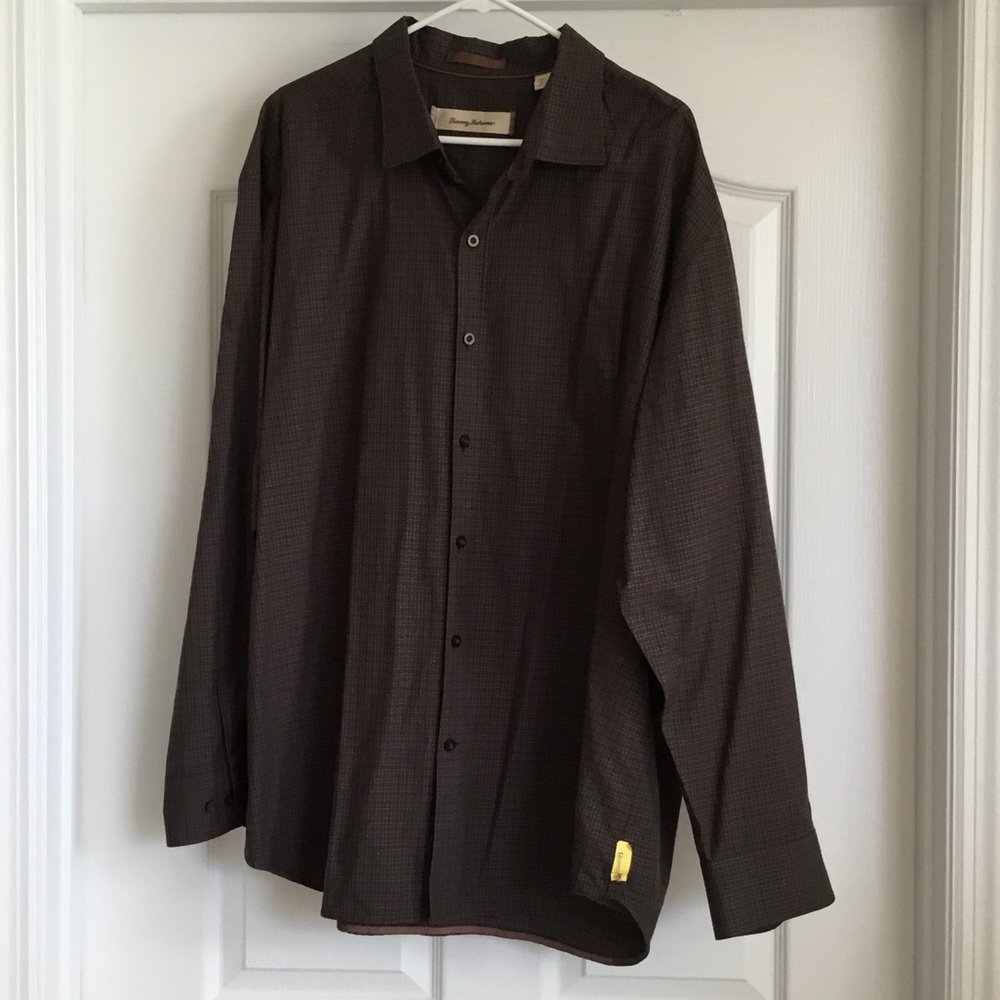 Tommy Bahama Silk Blend Dark Brown Dress Shirt XXL